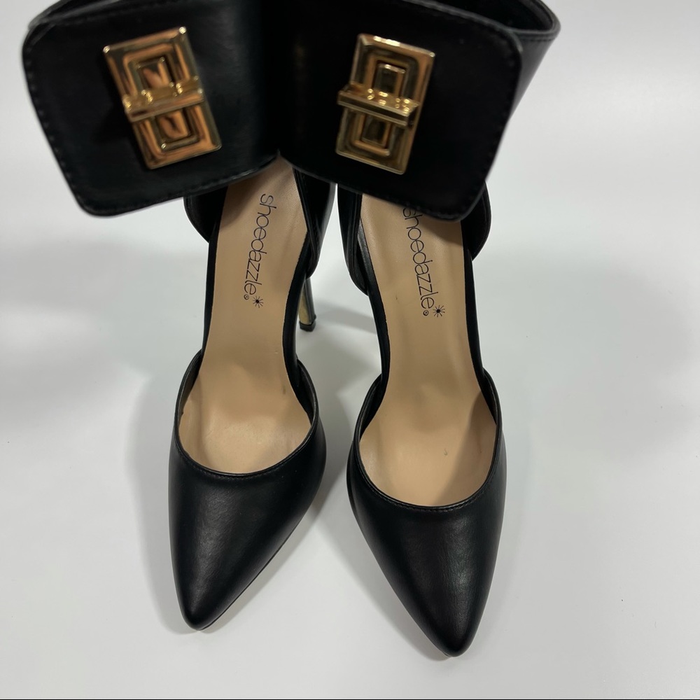 Black pumps w/gold clutch ankle strap shoedazzle - Picture 6 of 9